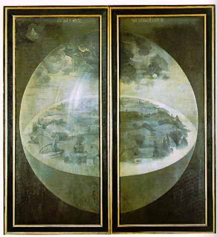 Az arisztotelészi világkép szféráinak megjelenése Hieronymus Bosch: A világ teremtése c. képén (A földi gyönyörök kertje c. kompozíció részlete, 1504–1510) (www.ibiblio.org)