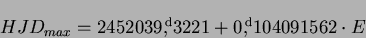 \begin{displaymath}HJD_{max}=2452039\hbox{$,\!\!^{\rm d}$}3221+0\hbox{$,\!\!^{\rm d}$}104091562 \cdot E\end{displaymath}