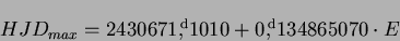 \begin{displaymath}HJD_{max}=2430671\hbox{$,\!\!^{\rm d}$}1010+0\hbox{$,\!\!^{\rm d}$}134865070 \cdot E\end{displaymath}